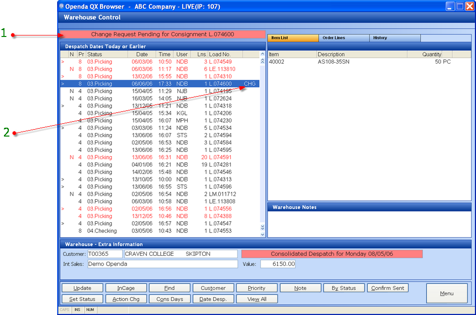 req chg whs control